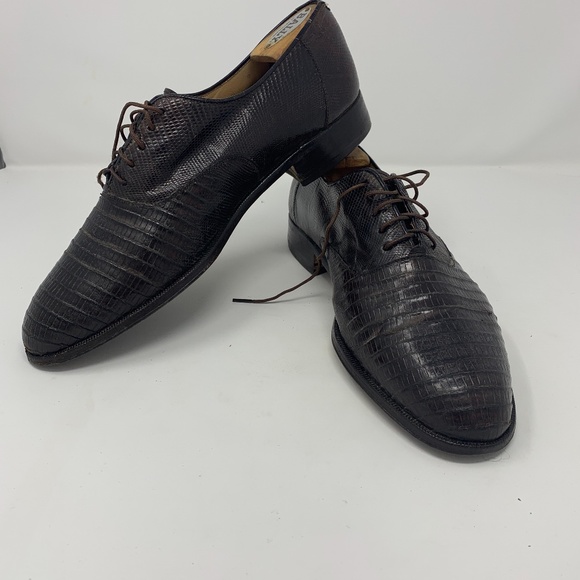 Mezlan brown lizard lace up dress shoe